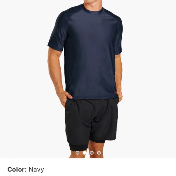 SPORTI UPF 50+ Swim Rash guard Comfort Fit Short Sleeve T-Shirt navy blue medium - Picture 3 of 7